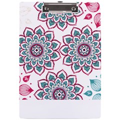 Floral Mandala T- Shirt Colorful Lotus Flower Mandala Art Pattern A4 Acrylic Clipboard by EnriqueJohnson