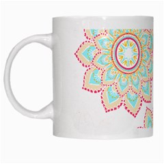 Floral Mandala T- Shirt Pretty Lotus Flower Mandala Art Pattern White Mug by EnriqueJohnson