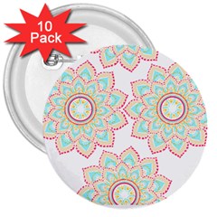 Floral Mandala T- Shirt Pretty Lotus Flower Mandala Art Pattern 3  Buttons (10 Pack)  by EnriqueJohnson