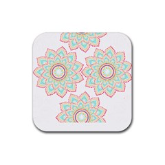 Floral Mandala T- Shirt Pretty Lotus Flower Mandala Art Pattern Rubber Coaster (square) by EnriqueJohnson