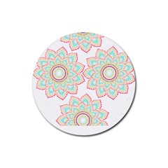 Floral Mandala T- Shirt Pretty Lotus Flower Mandala Art Pattern Rubber Coaster (round) by EnriqueJohnson