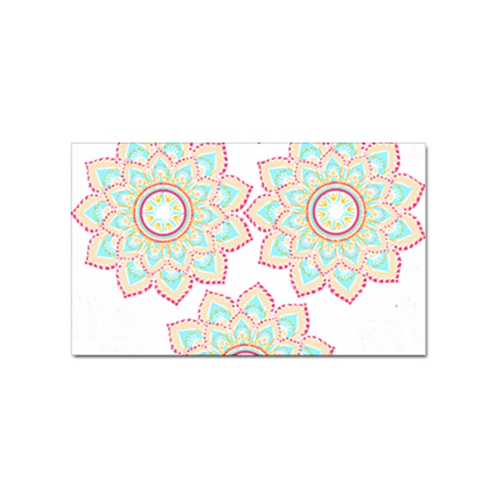 Floral Mandala T- Shirt Pretty Lotus Flower Mandala Art Pattern Sticker Rectangular (10 pack)