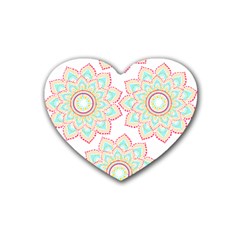 Floral Mandala T- Shirt Pretty Lotus Flower Mandala Art Pattern Rubber Heart Coaster (4 Pack) by EnriqueJohnson