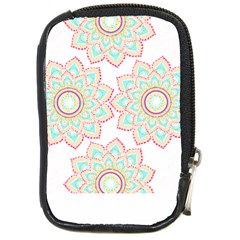 Floral Mandala T- Shirt Pretty Lotus Flower Mandala Art Pattern Compact Camera Leather Case by EnriqueJohnson