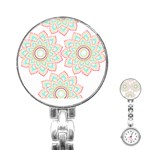 Floral Mandala T- Shirt Pretty Lotus Flower Mandala Art Pattern Stainless Steel Nurses Watch Front