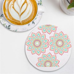 Floral Mandala T- Shirt Pretty Lotus Flower Mandala Art Pattern Uv Print Round Tile Coaster by EnriqueJohnson