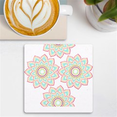 Floral Mandala T- Shirt Pretty Lotus Flower Mandala Art Pattern Uv Print Square Tile Coaster  by EnriqueJohnson