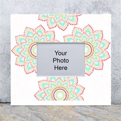 Floral Mandala T- Shirt Pretty Lotus Flower Mandala Art Pattern White Wall Photo Frame 5  X 7  by EnriqueJohnson