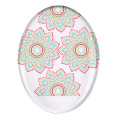 Floral Mandala T- Shirt Pretty Lotus Flower Mandala Art Pattern Oval Glass Fridge Magnet (4 Pack) by EnriqueJohnson