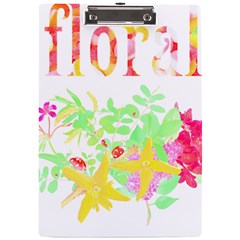 Floral Pattern T- Shirt Floral T- Shirt A4 Acrylic Clipboard by EnriqueJohnson