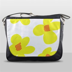 Floral Pattern T- Shirt Yellow Flowers T- Shirt Messenger Bag by EnriqueJohnson