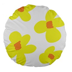 Floral Pattern T- Shirt Yellow Flowers T- Shirt Large 18  Premium Flano Round Cushions by EnriqueJohnson