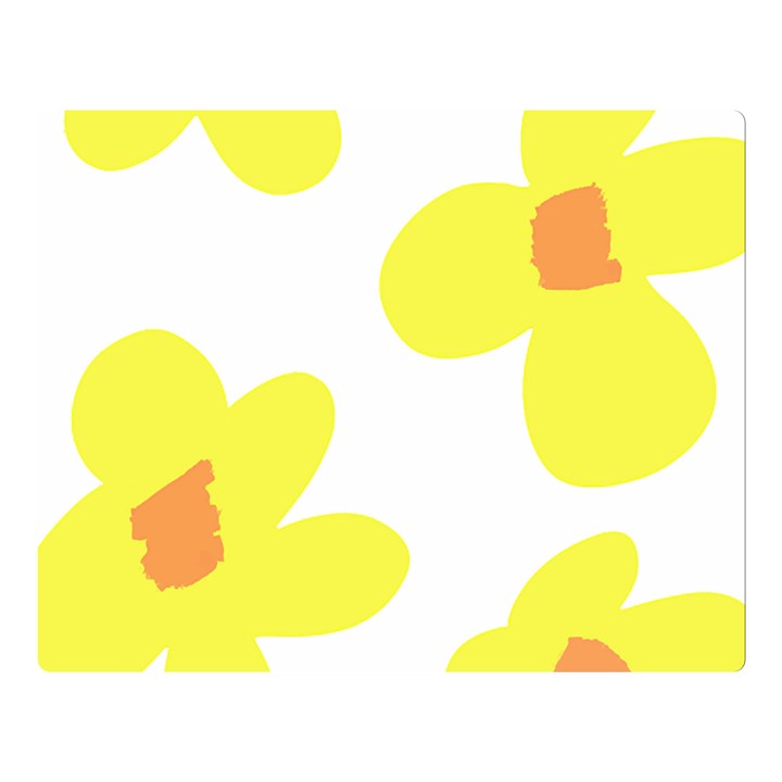 Floral Pattern T- Shirt Yellow Flowers T- Shirt Two Sides Premium Plush Fleece Blanket (Large)