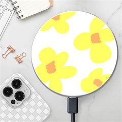 Floral Pattern T- Shirt Yellow Flowers T- Shirt Wireless Fast Charger(white) by EnriqueJohnson