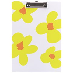 Floral Pattern T- Shirt Yellow Flowers T- Shirt A4 Acrylic Clipboard by EnriqueJohnson