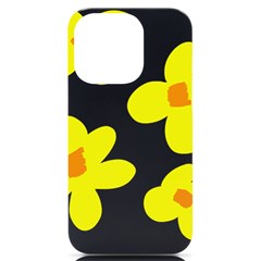 Floral Pattern T- Shirt Yellow Flowers T- Shirt Iphone 14 Pro Black Uv Print Case by EnriqueJohnson