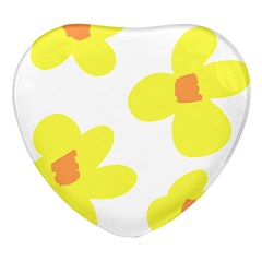 Floral Pattern T- Shirt Yellow Flowers T- Shirt Heart Glass Fridge Magnet (4 Pack) by EnriqueJohnson