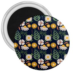 Flower Grey Pattern Floral 3  Magnets by Dutashop