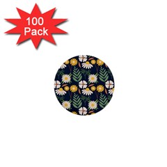 Flower Grey Pattern Floral 1  Mini Buttons (100 Pack)  by Dutashop