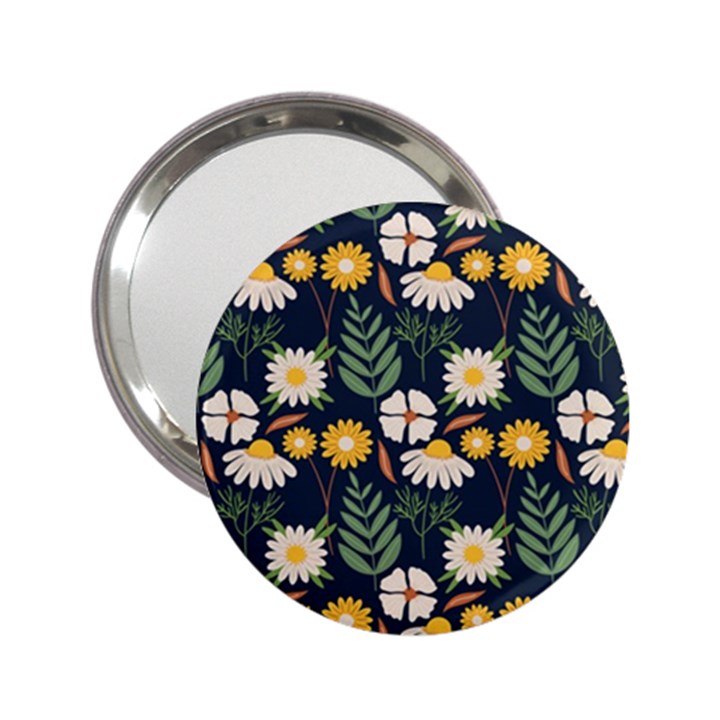 Flower Grey Pattern Floral 2.25  Handbag Mirrors