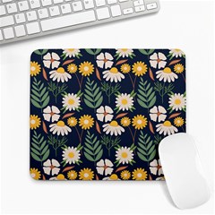 Flower Grey Pattern Floral Large Mousepad by Dutashop