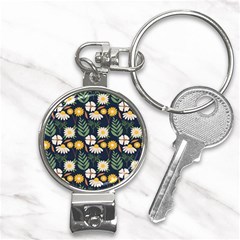 Flower Grey Pattern Floral Nail Clippers Key Chain