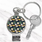 Flower Grey Pattern Floral Nail Clippers Key Chain Front