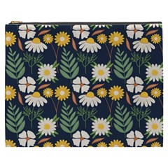 Flower Grey Pattern Floral Cosmetic Bag (xxxl) by Dutashop