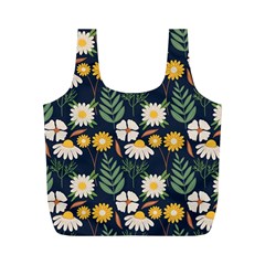 Flower Grey Pattern Floral Full Print Recycle Bag (m)