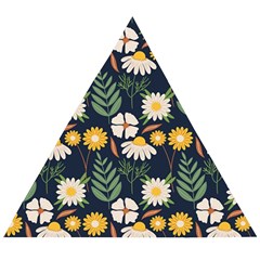 Flower Grey Pattern Floral Wooden Puzzle Triangle by Dutashop