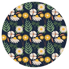 Flower Grey Pattern Floral Round Trivet by Dutashop