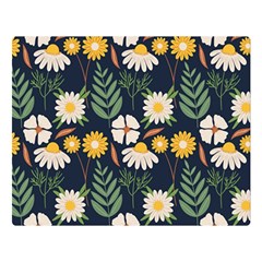 Flower Grey Pattern Floral Premium Plush Fleece Blanket (large)