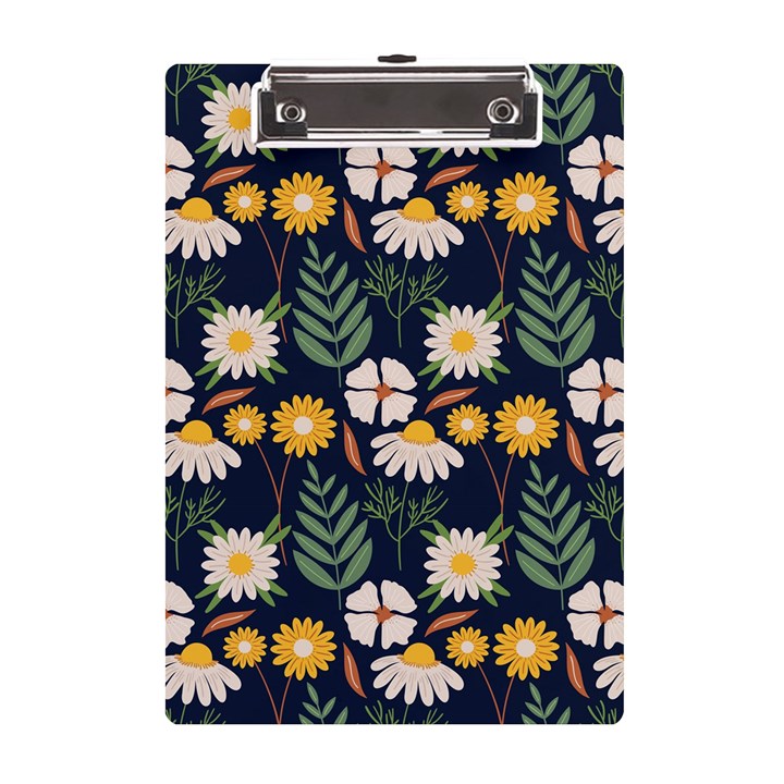 Flower Grey Pattern Floral A5 Acrylic Clipboard