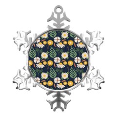 Flower Grey Pattern Floral Metal Small Snowflake Ornament