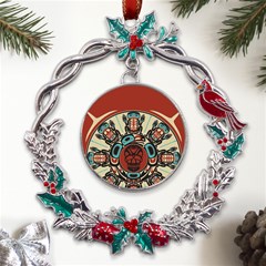 Skull Grateful Dead Phone Gratefuldead Metal X mas Wreath Holly Leaf Ornament by Sarkoni