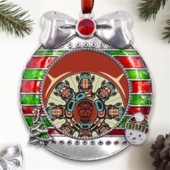 Skull Grateful Dead Phone Gratefuldead Metal X mas Ribbon With Red Crystal Round Ornament by Sarkoni