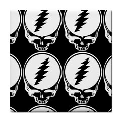 Black And White Deadhead Grateful Dead Steal Your Face Pattern Tile Coaster by Sarkoni