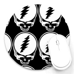 Black And White Deadhead Grateful Dead Steal Your Face Pattern Round Mousepad by Sarkoni