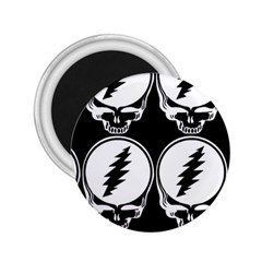 Black And White Deadhead Grateful Dead Steal Your Face Pattern 2 25  Magnets by Sarkoni