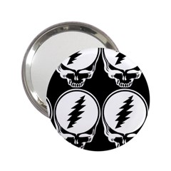 Black And White Deadhead Grateful Dead Steal Your Face Pattern 2 25  Handbag Mirrors by Sarkoni