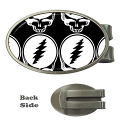 Black And White Deadhead Grateful Dead Steal Your Face Pattern Money Clips (oval)  by Sarkoni