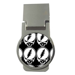 Black And White Deadhead Grateful Dead Steal Your Face Pattern Money Clips (round)  by Sarkoni