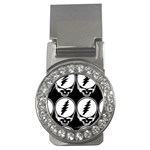 Black And White Deadhead Grateful Dead Steal Your Face Pattern Money Clips (CZ)  Front