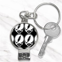 Black And White Deadhead Grateful Dead Steal Your Face Pattern Nail Clippers Key Chain by Sarkoni