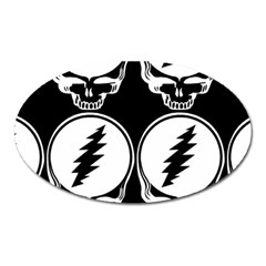 Black And White Deadhead Grateful Dead Steal Your Face Pattern Oval Magnet by Sarkoni