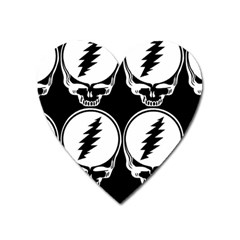 Black And White Deadhead Grateful Dead Steal Your Face Pattern Heart Magnet by Sarkoni