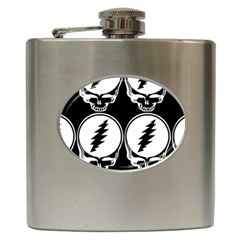 Black And White Deadhead Grateful Dead Steal Your Face Pattern Hip Flask (6 Oz)