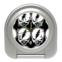 Black And White Deadhead Grateful Dead Steal Your Face Pattern Travel Alarm Clock by Sarkoni