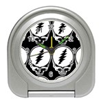 Black And White Deadhead Grateful Dead Steal Your Face Pattern Travel Alarm Clock Front