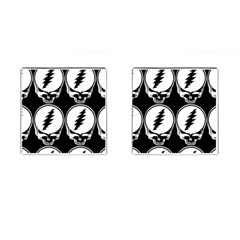 Black And White Deadhead Grateful Dead Steal Your Face Pattern Cufflinks (square) by Sarkoni